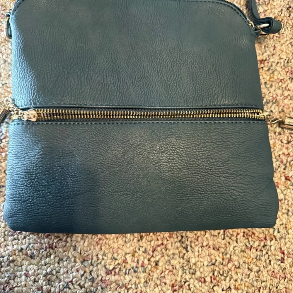 Forest Green Crossbody Purse with zipper tassels